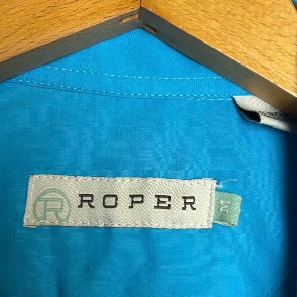 Roper Western Shirt M Ranch Snap Button Down Blue Long Sleeve Cowgirl embroidery - Picture 6 of 10